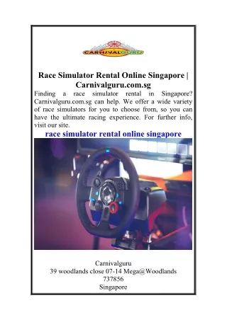 Race Simulator Rental Online Singapore  Carnivalguru.com.sg