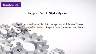 Supplier Portal Nimbles2p.com