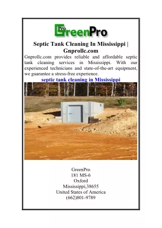 Septic Tank Cleaning In Mississippi Gnprollc.com