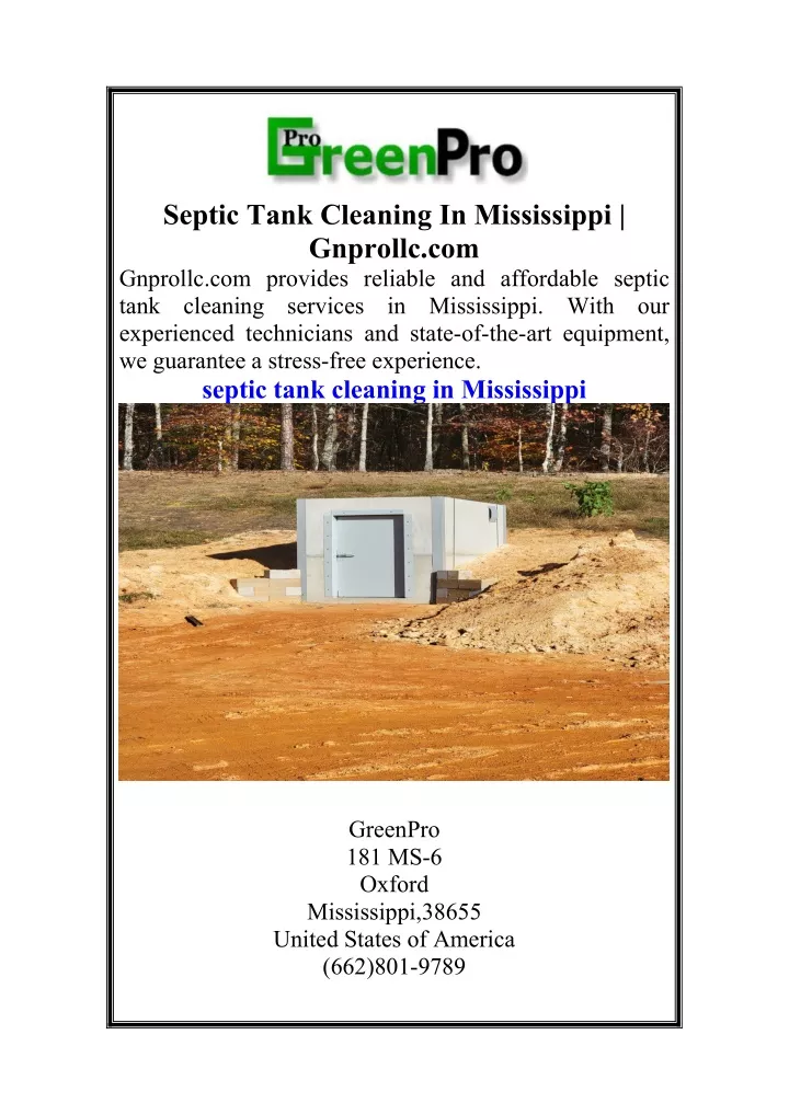 septic tank cleaning in mississippi gnprollc