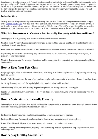 creating a pet friendly property with forensipaws