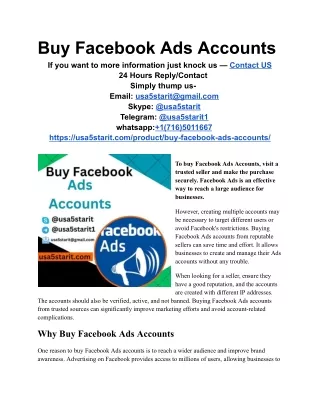 Buy Facebook Ads Accounts