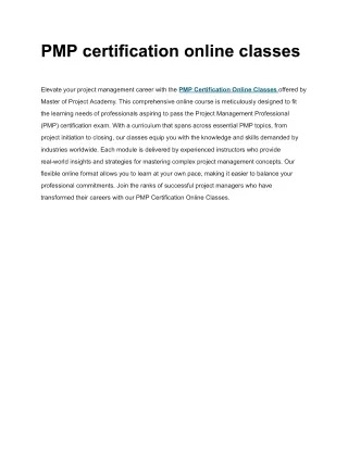 PMP certification online classes