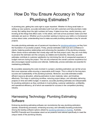 How Do You Ensure Accuracy in Your Plumbing Estimates
