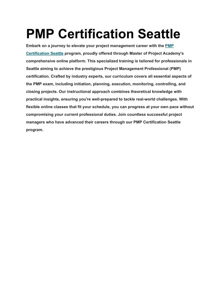 pmp certification seattle