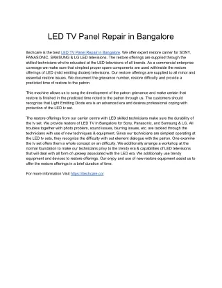 LED TV Panel Repair in Bangalore
