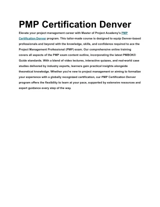 PMP Certification Denver