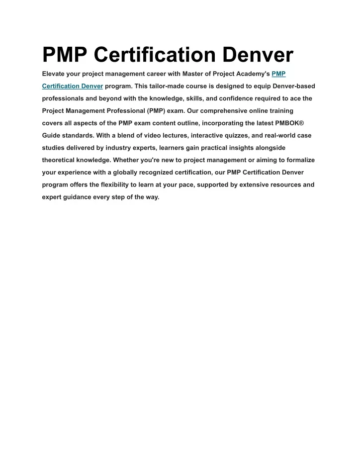 pmp certification denver
