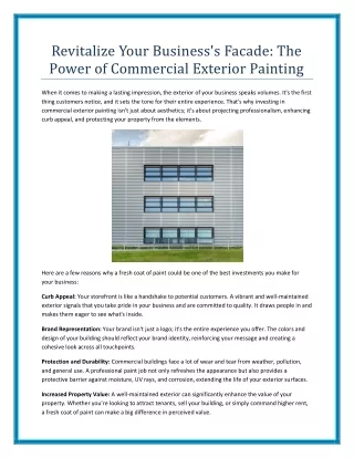 Revitalize Your Business Facade The Power of Commercial Exterior Painting