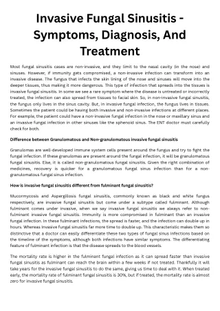 Invasive Fungal Sinusitis - Symptoms, Diagnosis, And Treatment