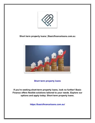 Short term property loans | Basicfinanceloans.com.au