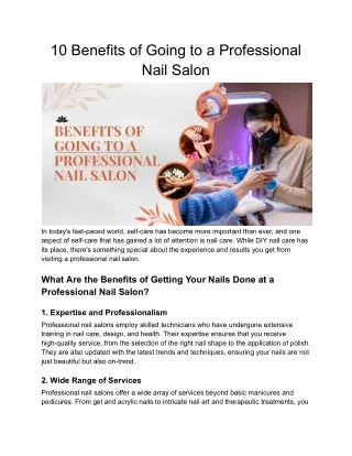 10 Benefits of Going to a Professional Nail Salon