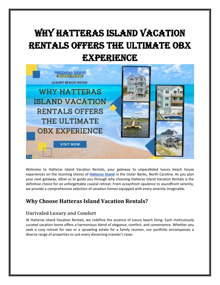 why hatteras island vacation why hatteras island