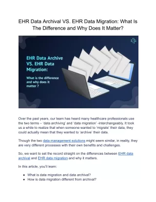 Difference Between EHR Data Archival VS. EHR Data Migration