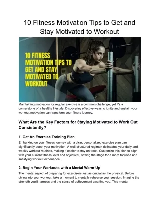 10 Fitness Motivation Tips to Get and Stay Motivated to Workout