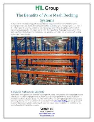 The Benefits of Wire Mesh Decking Systems