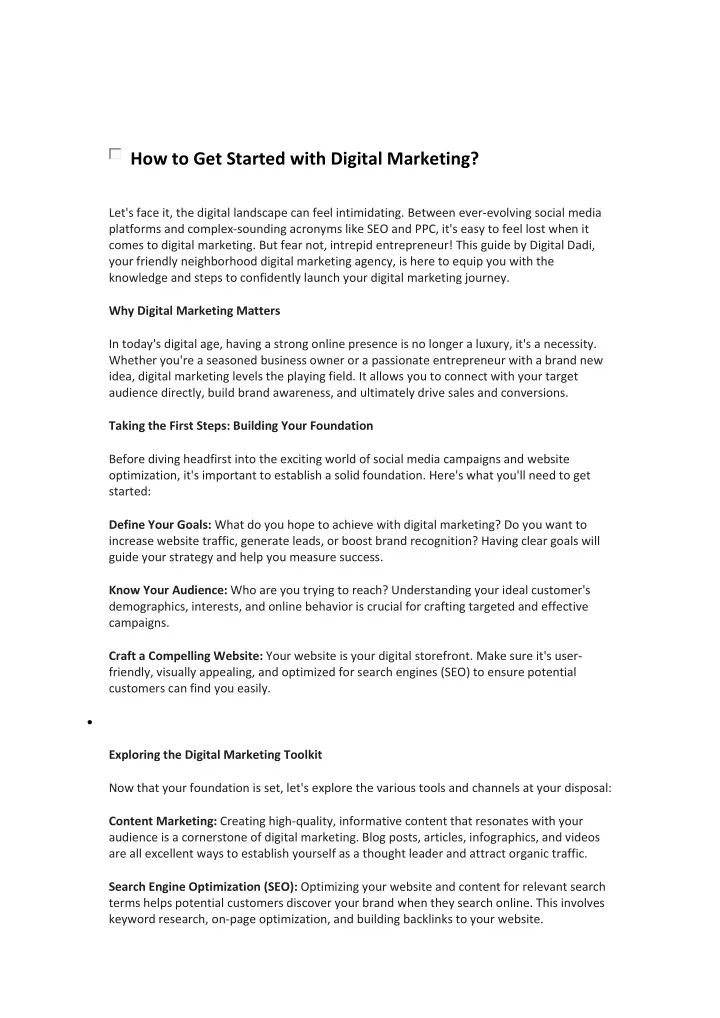 how to get started with digital marketing