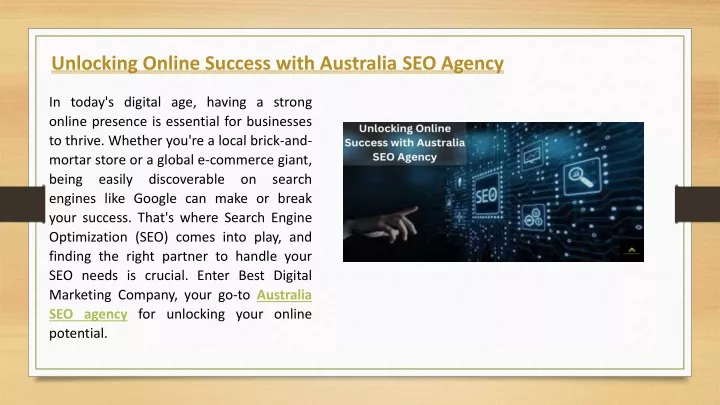 unlocking online success with australia seo agency