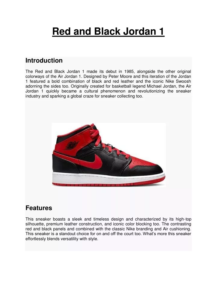 red and black jordan 1