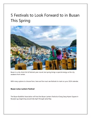 5 Festivals to Look Forward to in Busan This Spring