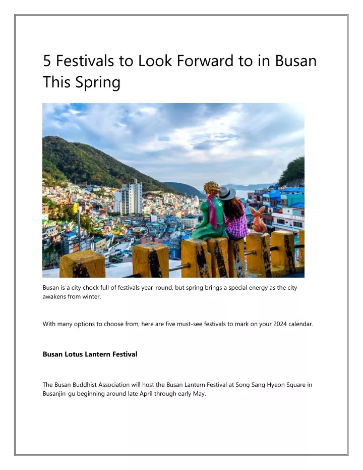 5 festivals to look forward to in busan this