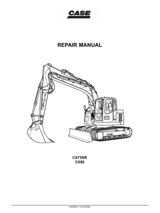 CASE CX75SR CX80 CRAWLER EXCAVATOR Service Repair Manual Instant Download