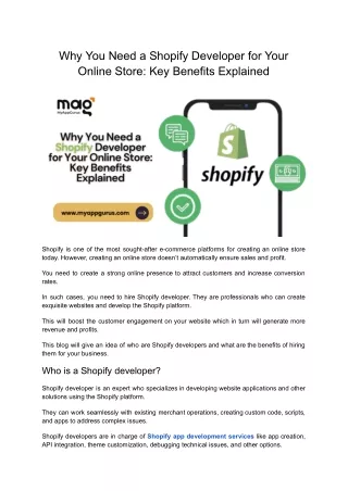Maximize Your E-commerce Store Hire Shopify Developer Today