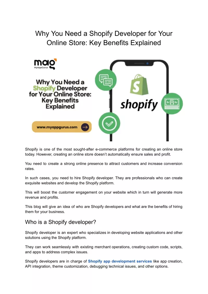 why you need a shopify developer for your online