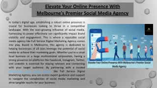 Elevate Your Online Presence With Melbourne's Premier Social Media Agency