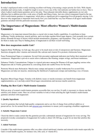 The necessity of Magnesium: Most effective Ladies's Multivitamin Gummies