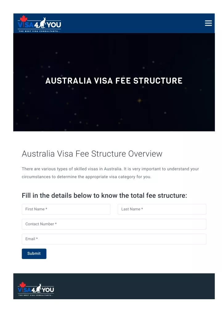 australia visa fee structure