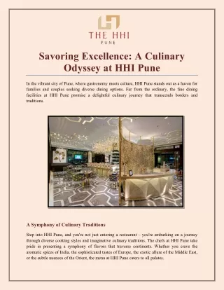 Savoring Excellence: A Culinary Odyssey at HHI Pune