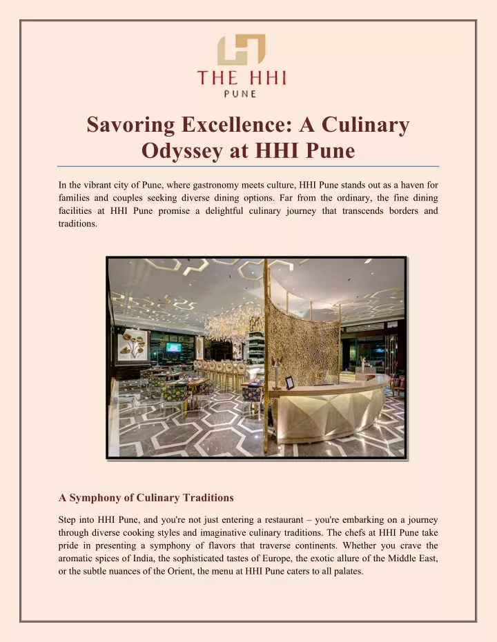 savoring excellence a culinary odyssey at hhi pune