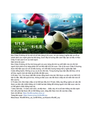Kèo Châu Á Tại Fun88 Soy_ Đường Tới Thành Công Của Mọi Bet Thủ