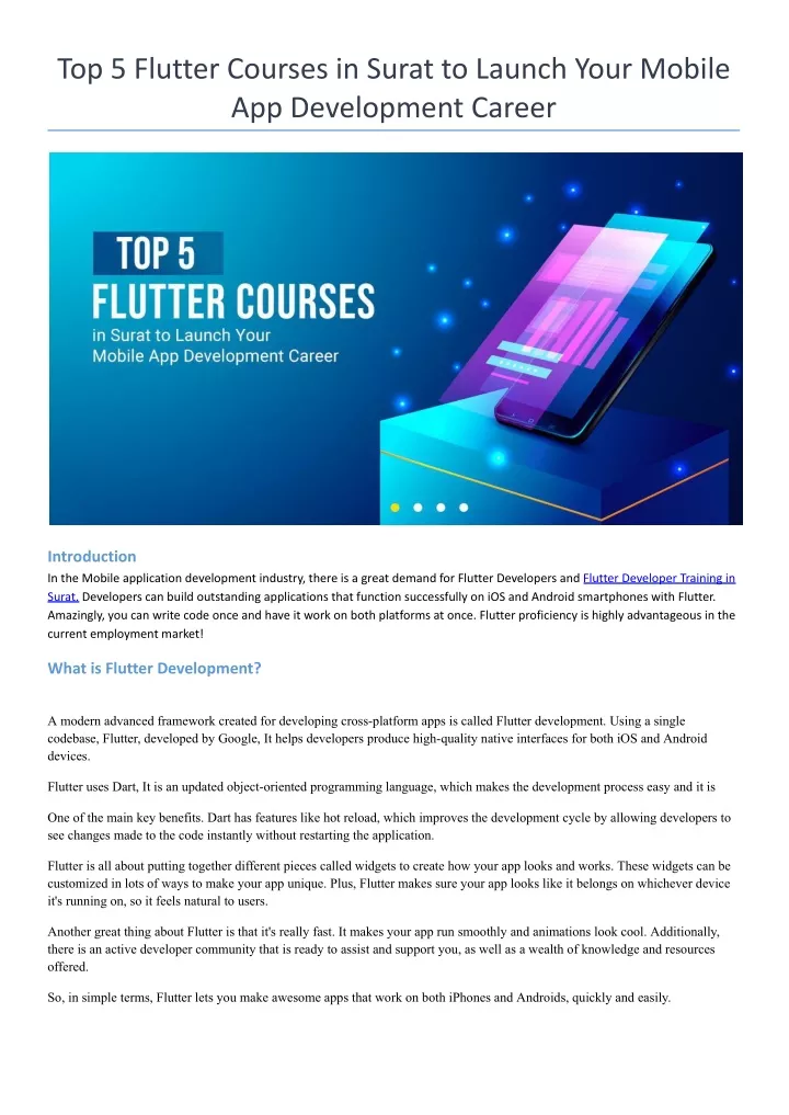 top 5 flutter courses in surat to launch your