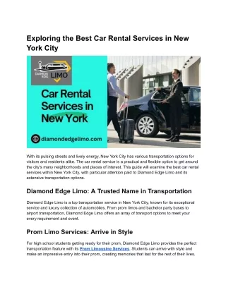 Exploring the Best Car Rental Services in New York City