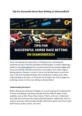 Tips for Successful Horse Race Betting on DiamondExch