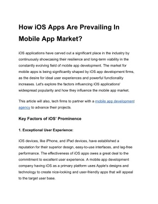 How iOS Apps Are Prevailing In Mobile App Market