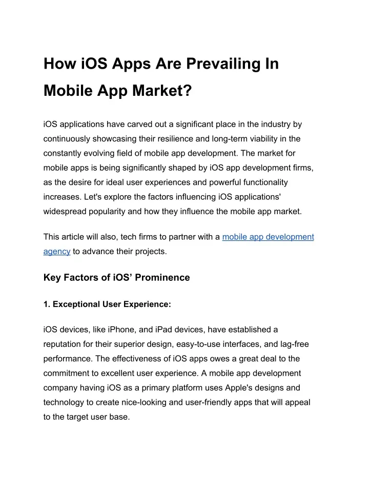 how ios apps are prevailing in