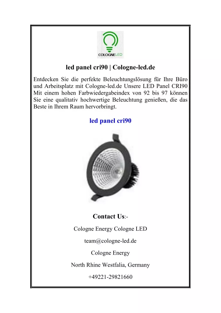 led panel cri90 cologne led de