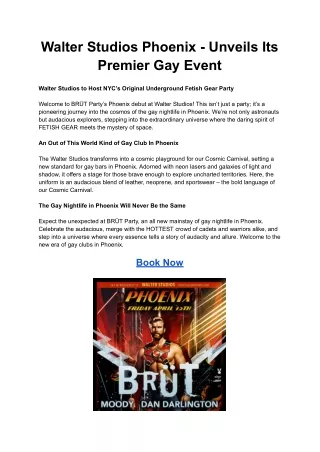 Walter Studios Phoenix - Unveils Its Premier Gay Event