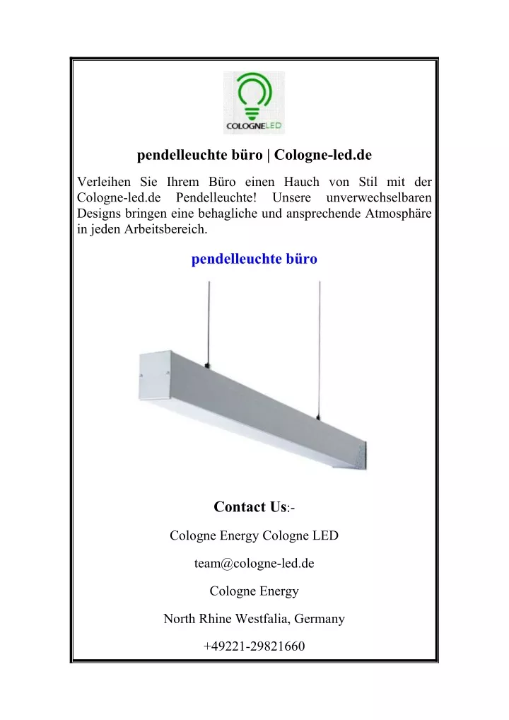 pendelleuchte b ro cologne led de