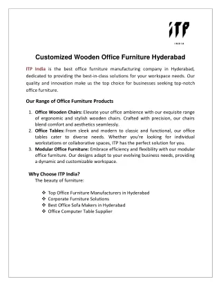 Customized Wooden Office Furniture in Hyderabad