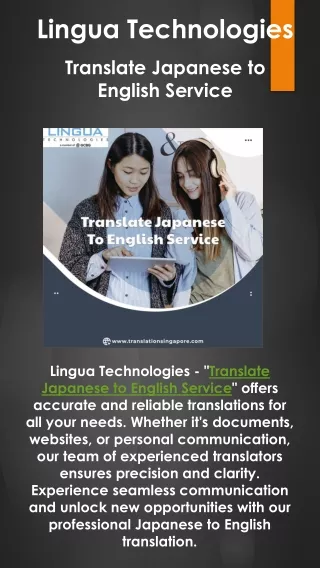 Lingua Technologies – Translate Japanese to English Service