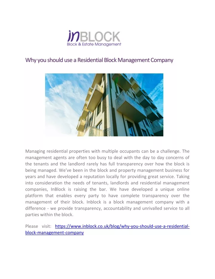 why you should use a residential block management