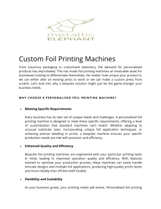 custom foil printing machines