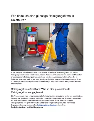 Wie finde ich eine günstige Reinigungsfirma in Solothurn