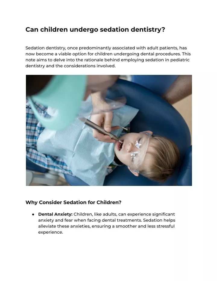 can children undergo sedation dentistry