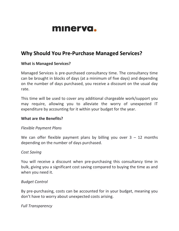 why should you pre purchase managed services