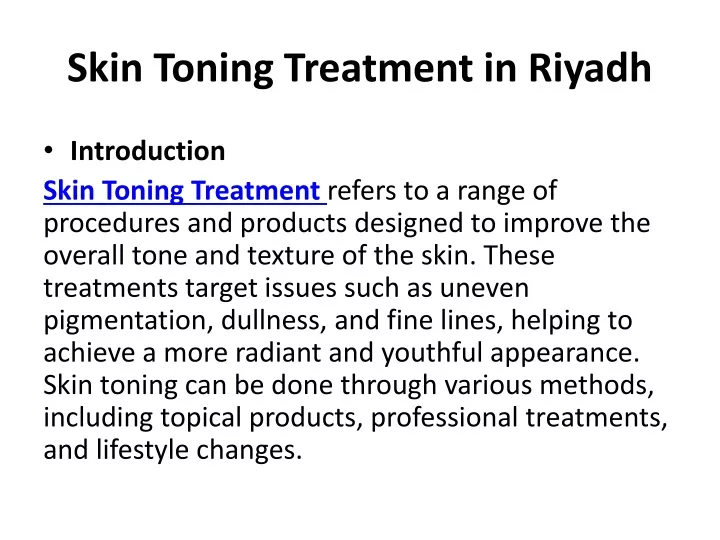skin toning treatment in riyadh